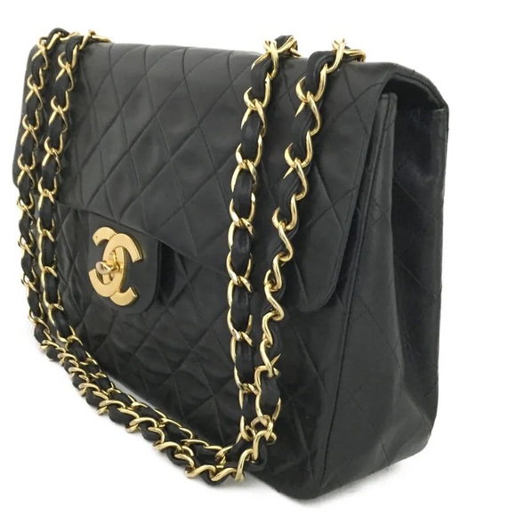 CHANEL MAXI JUMBO 34 Classic Flap Bag Quilted Lambskin BLK - Picture 4 of 17